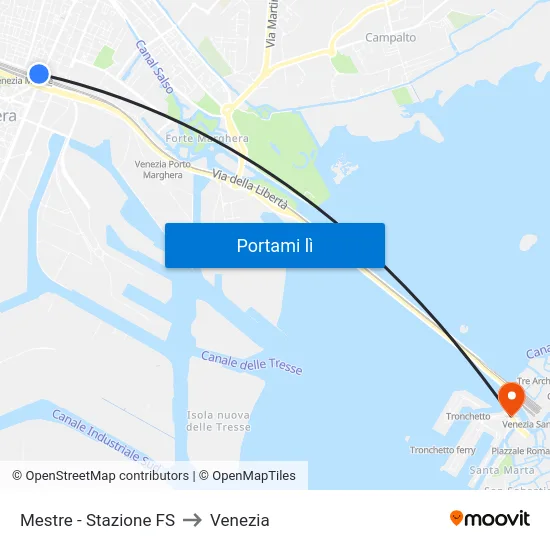 Mestre - Stazione FS to Venezia map