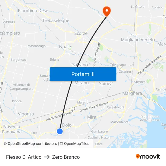 Fiesso D' Artico to Zero Branco map
