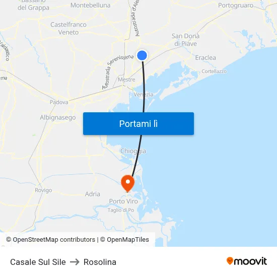 Casale Sul Sile to Rosolina map