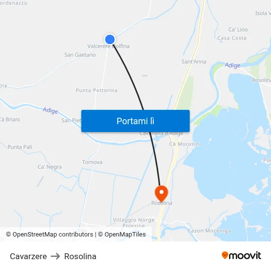 Cavarzere to Rosolina map