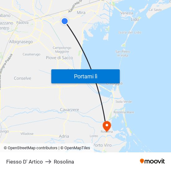 Fiesso D' Artico to Rosolina map