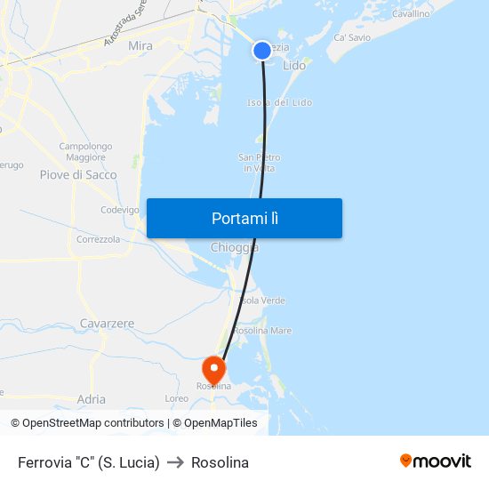 Ferrovia "C" (S. Lucia) to Rosolina map