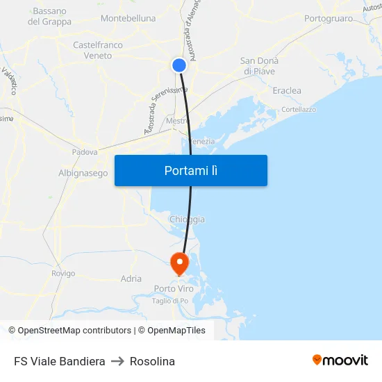 FS Viale Bandiera to Rosolina map