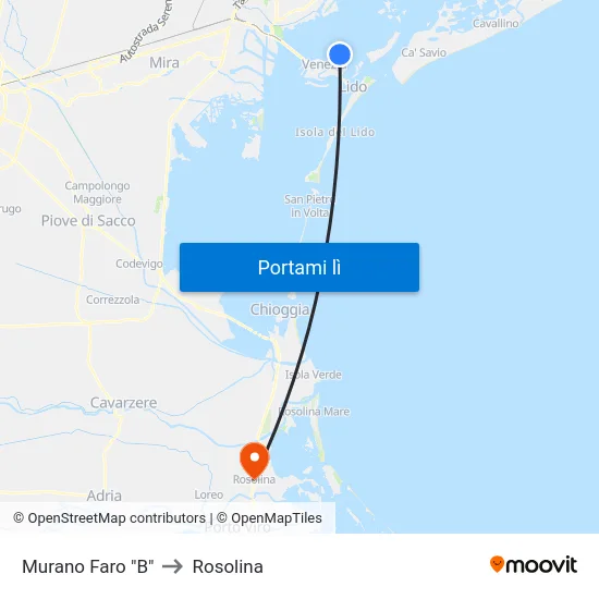 Murano Faro "B" to Rosolina map