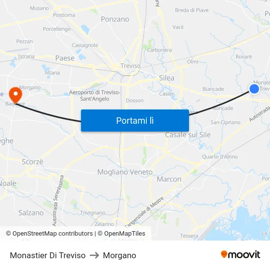Monastier Di Treviso to Morgano map