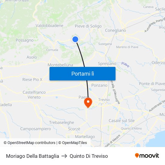 Moriago Della Battaglia to Quinto Di Treviso map