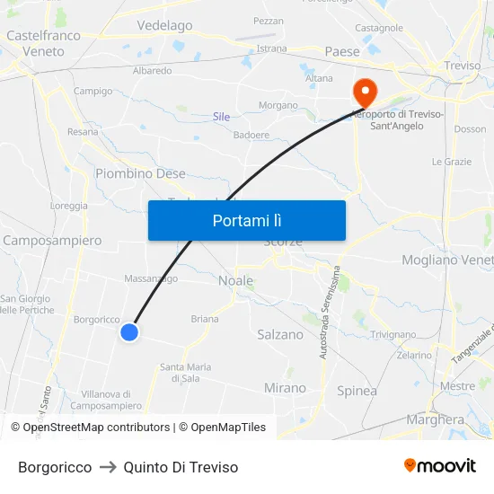 Borgoricco to Quinto Di Treviso map