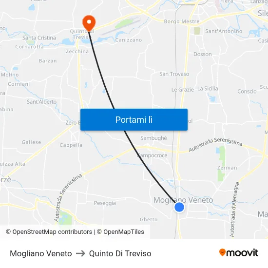 Mogliano Veneto to Quinto Di Treviso map
