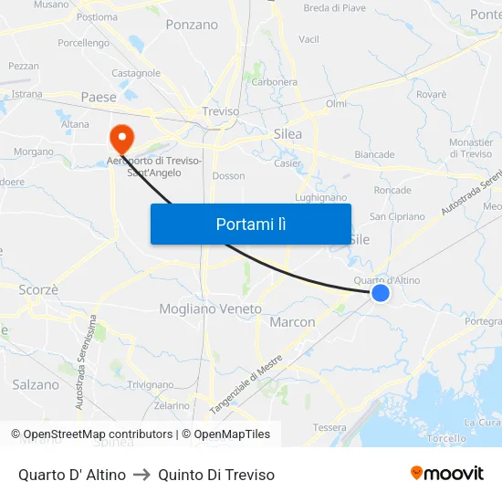 Quarto D' Altino to Quinto Di Treviso map
