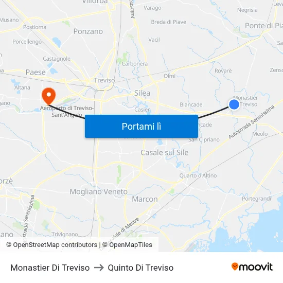 Monastier Di Treviso to Quinto Di Treviso map