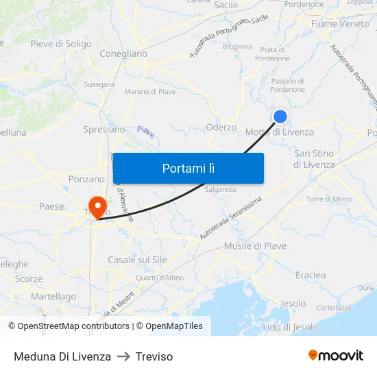 Meduna Di Livenza to Treviso map