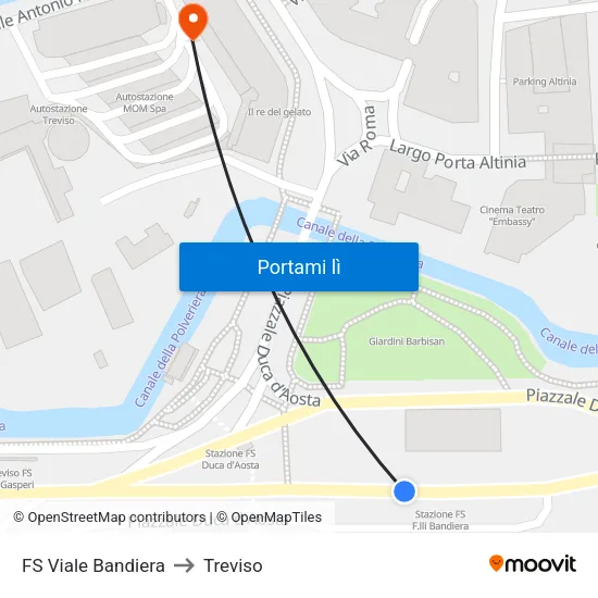 FS Viale Bandiera to Treviso map
