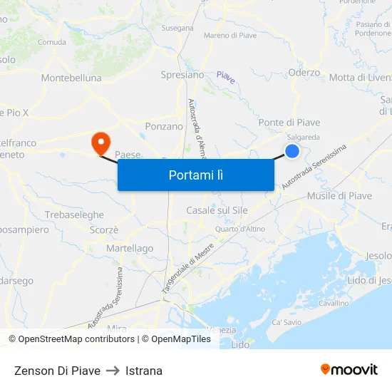 Zenson Di Piave to Istrana map