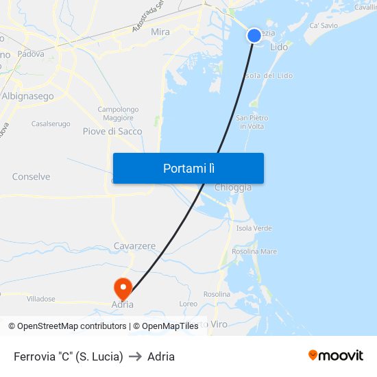 Ferrovia "C" (S. Lucia) to Adria map