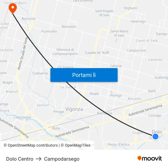 Dolo Centro to Campodarsego map