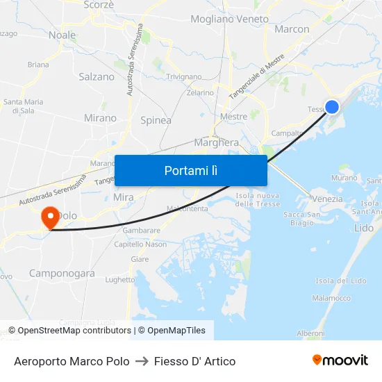 Aeroporto Marco Polo to Fiesso D' Artico map