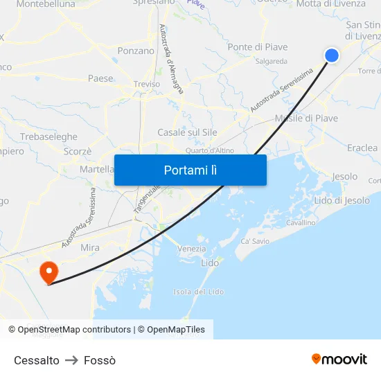 Cessalto to Fossò map