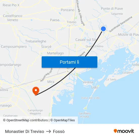 Monastier Di Treviso to Fossò map
