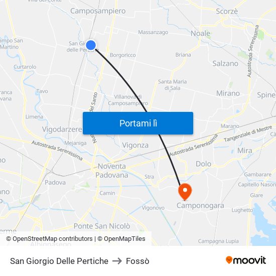San Giorgio Delle Pertiche to Fossò map