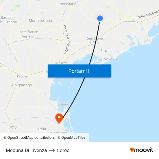 Meduna Di Livenza to Loreo map