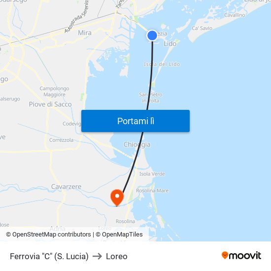 Ferrovia "C" (S. Lucia) to Loreo map