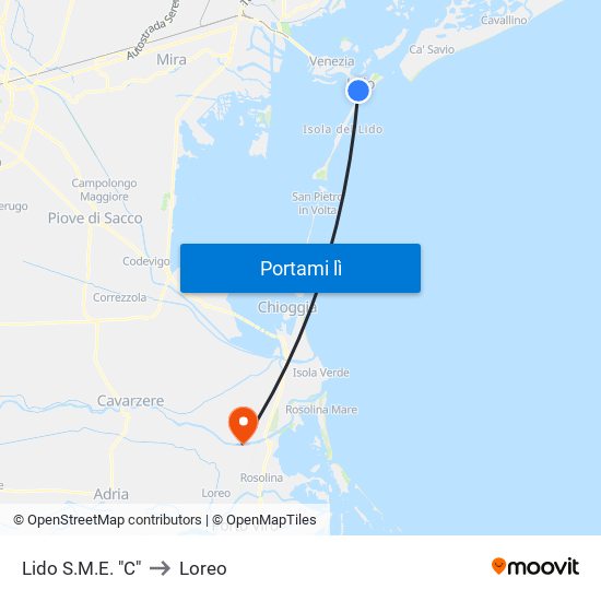 Lido S.M.E. "C" to Loreo map