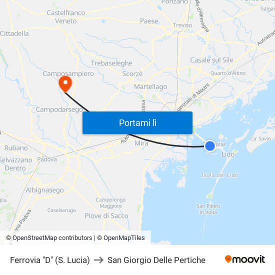 Ferrovia "D" (S. Lucia) to San Giorgio Delle Pertiche map