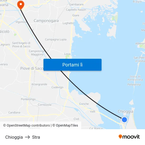 Chioggia to Stra map