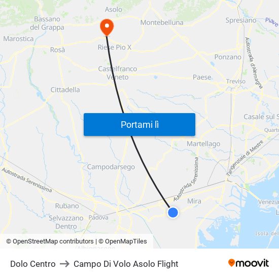 Dolo Centro to Campo Di Volo Asolo Flight map