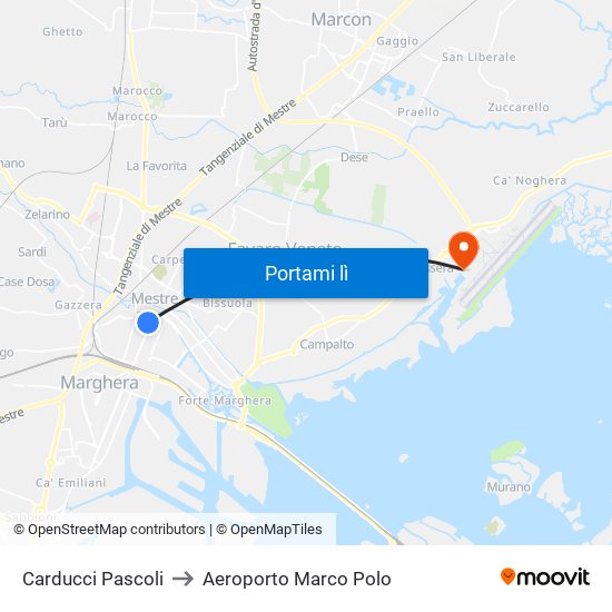 Carducci Pascoli to Aeroporto Marco Polo map