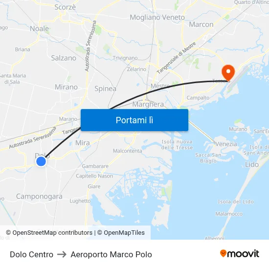 Dolo Centro to Aeroporto Marco Polo map