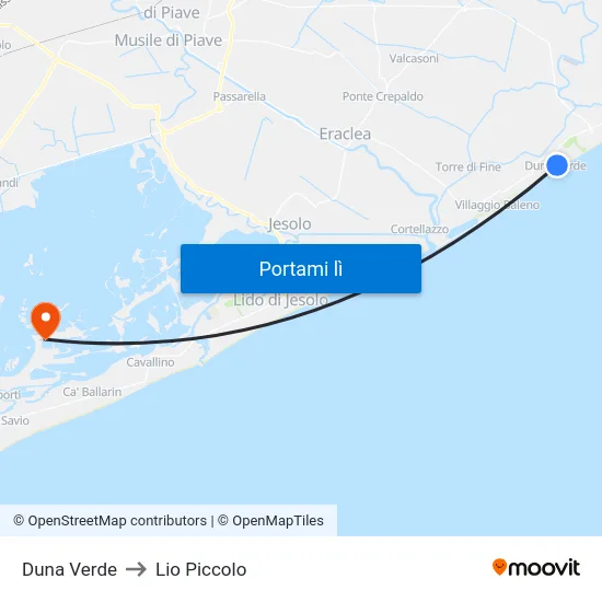 Duna Verde to Lio Piccolo map