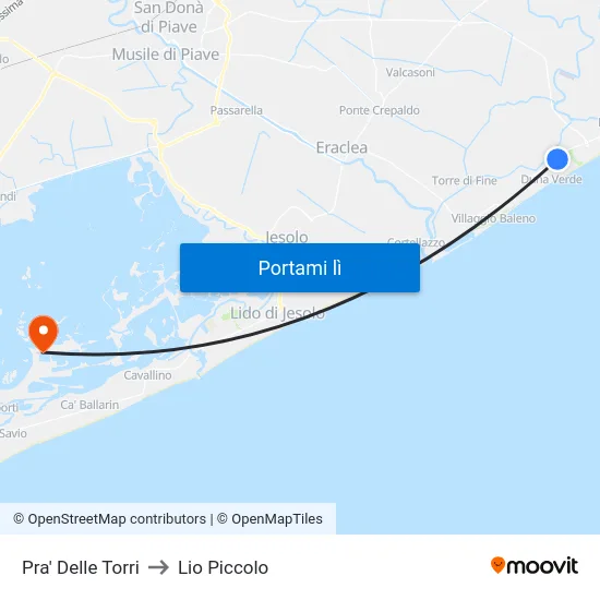 Pra' Delle Torri to Lio Piccolo map
