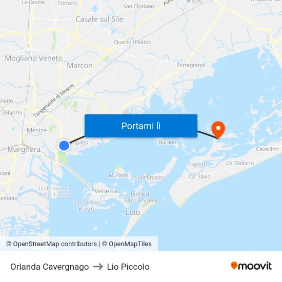 Orlanda Cavergnago to Lio Piccolo map