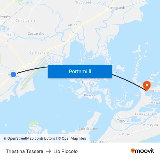 Triestina Tessera to Lio Piccolo map