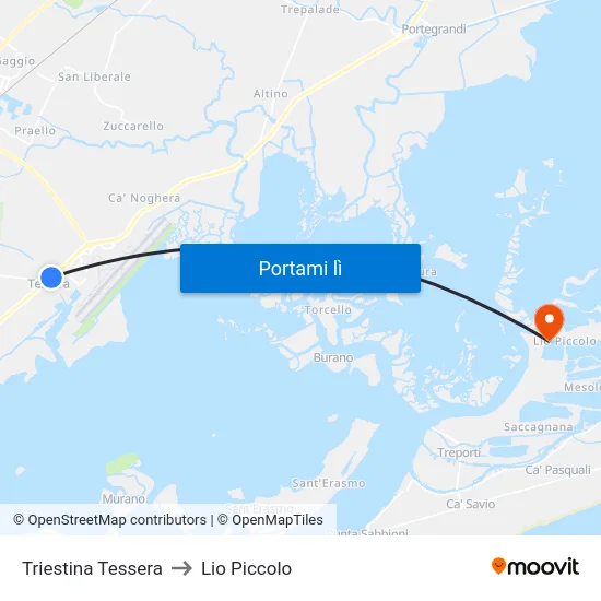 Triestina Tessera to Lio Piccolo map