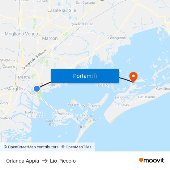 Orlanda Appia to Lio Piccolo map