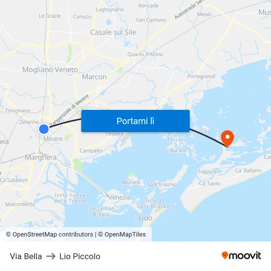 Via Bella to Lio Piccolo map