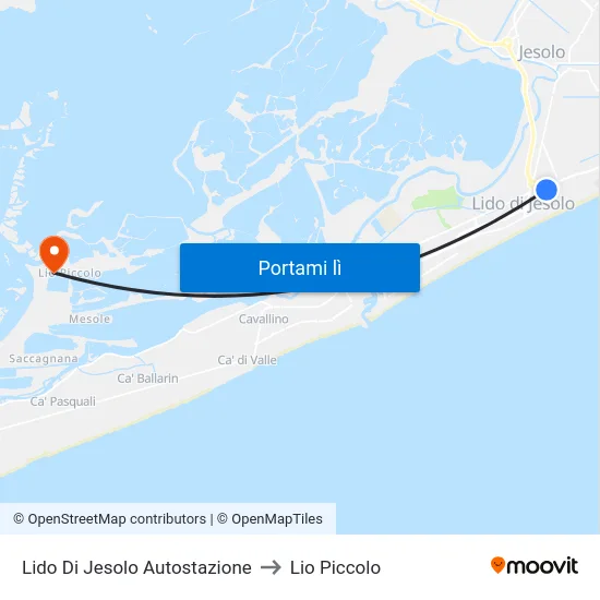 Lido Di Jesolo Autostazione to Lio Piccolo map