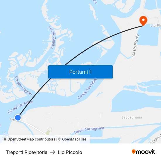 Treporti Ricevitoria to Lio Piccolo map