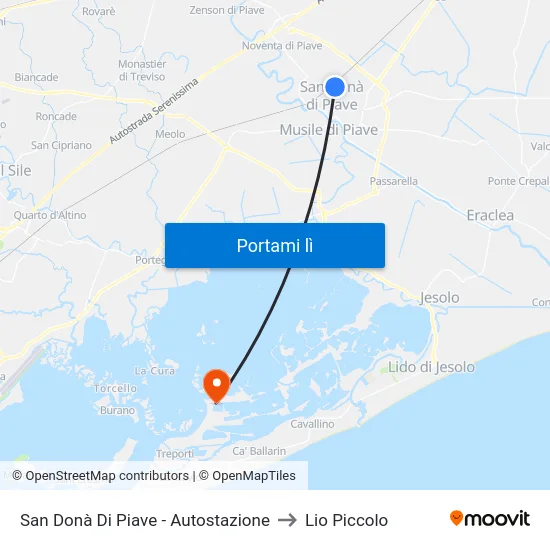 San Donà Di Piave - Autostazione to Lio Piccolo map
