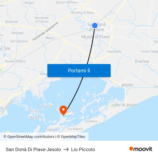 San Donà Di Piave-Jesolo to Lio Piccolo map