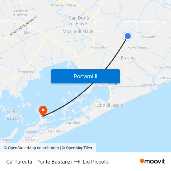 Ca' Turcata - Ponte Bastanzi to Lio Piccolo map