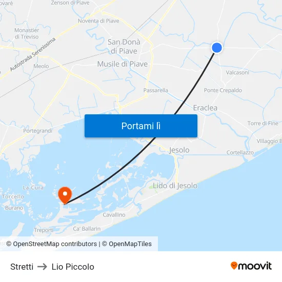 Stretti to Lio Piccolo map