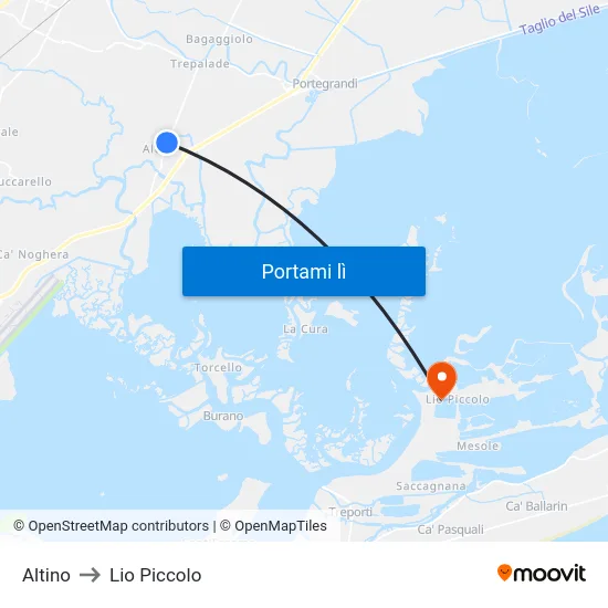 Altino to Lio Piccolo map