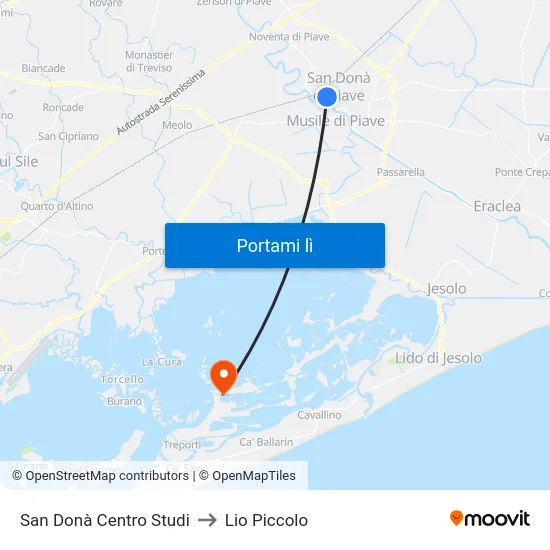 San Donà Centro Studi to Lio Piccolo map