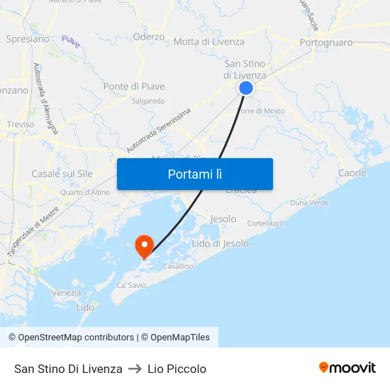 San Stino Di Livenza to Lio Piccolo map