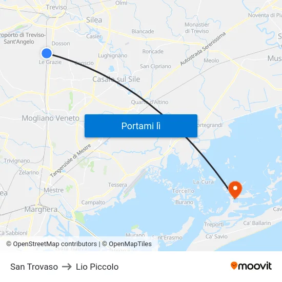 San Trovaso to Lio Piccolo map