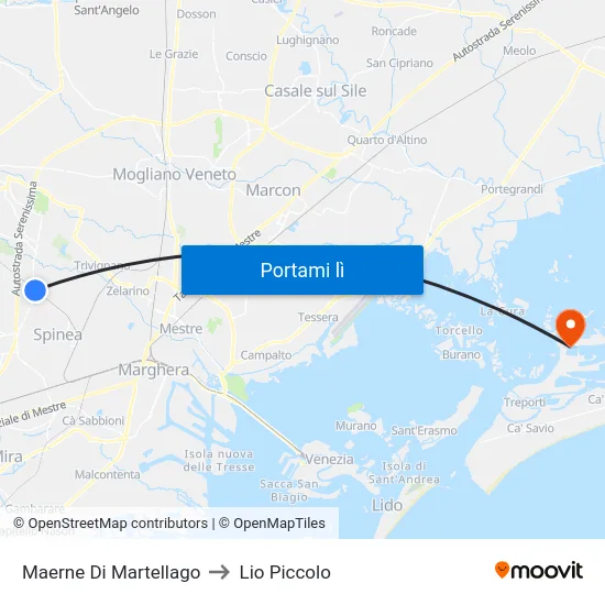 Maerne Di Martellago to Lio Piccolo map