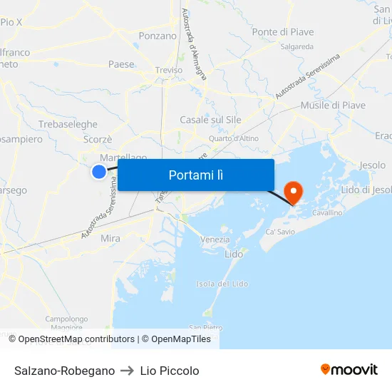 Salzano-Robegano to Lio Piccolo map